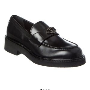 Brand New Valentino Garavani Black Leather Slip-On Loafers
